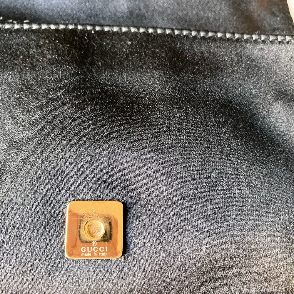 Vintage Gucci Black Satin Bag with Gold Accent - Picture 11 of 14